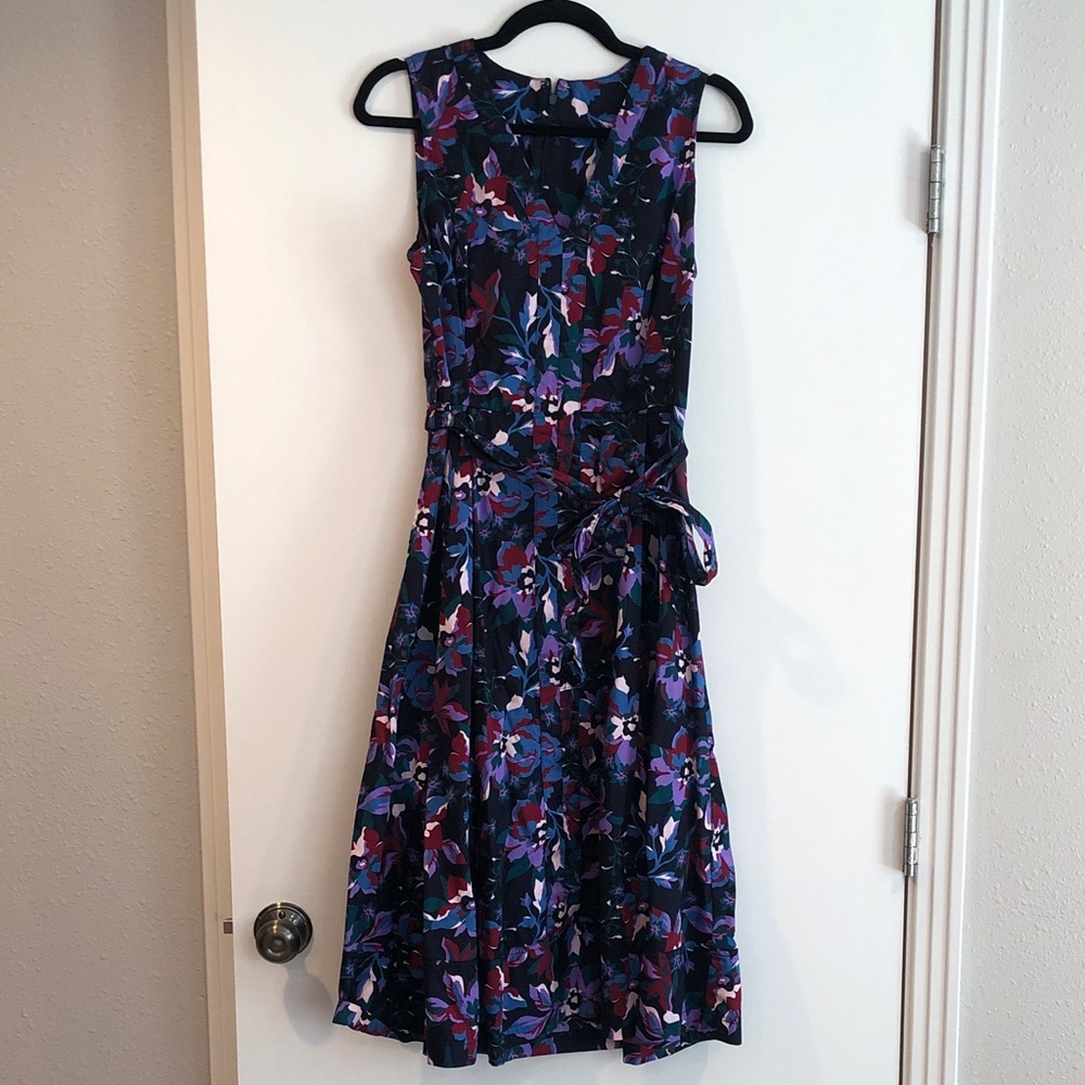 Free Assembly Women's Sleeveless V-Neck Belted Cotton Midi Dress Size Small